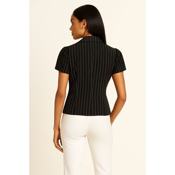 White House Black Market | Pinstripe Short Sleeve Blazer Size 14 | EUC - Picture 2 of 10